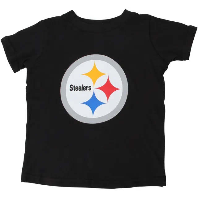 Youth New Era Black Pittsburgh Steelers Multi Logo Ombre V-Neck T-Shirt