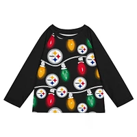 Ensemble pyjama à manches longues pour tout-petits Pittsburgh Steelers Garland Holiday deux pièces