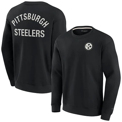 Sweat-shirt unisexe fanatiques noir Pittsburgh Steelers super doux pull ras du cou