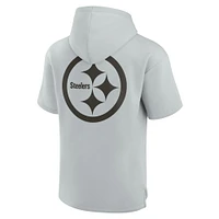 Unisex Fanatics Gray Pittsburgh Steelers Elements Super Soft Fleece Short Sleeve Pullover Hoodie