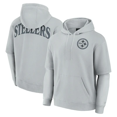 Sweat à capuche unisexe Fanatics gris Pittsburgh Steelers Sleek Elements