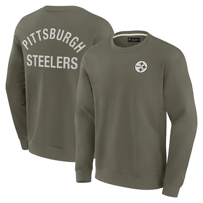 Unisex Fanatics Olive Pittsburgh Steelers Super Soft Pullover Crew Sweatshirt