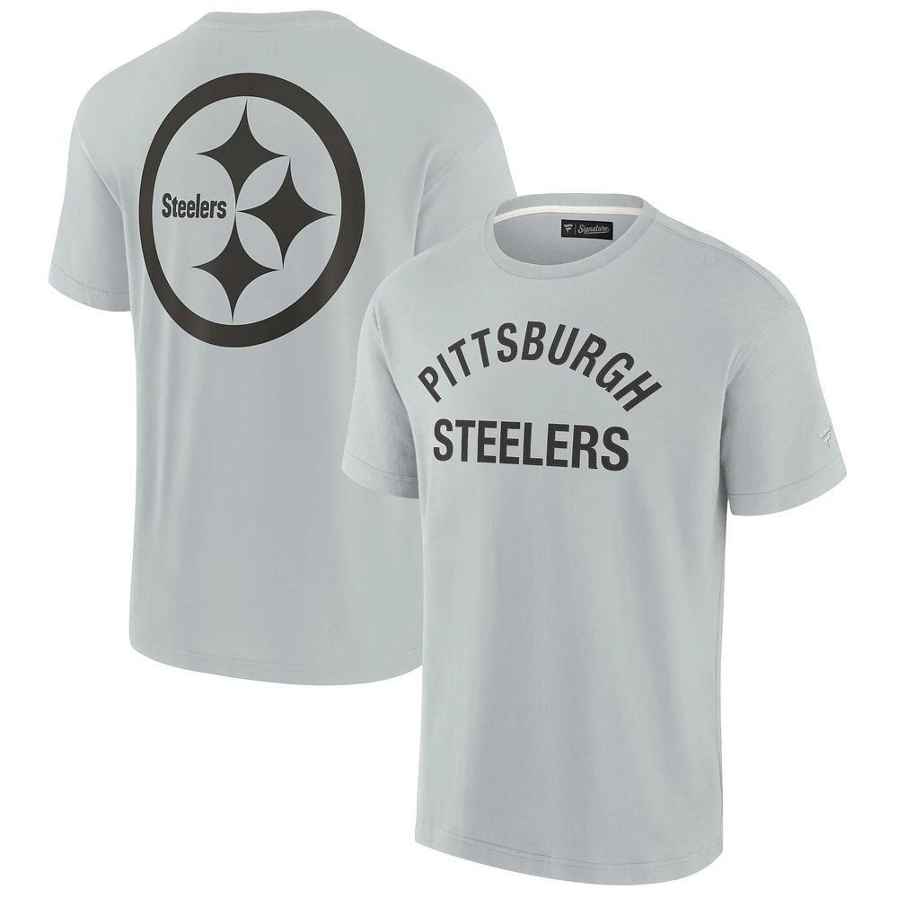 T-shirt unisexe gris à manches courtes super doux des Steelers de Pittsburgh