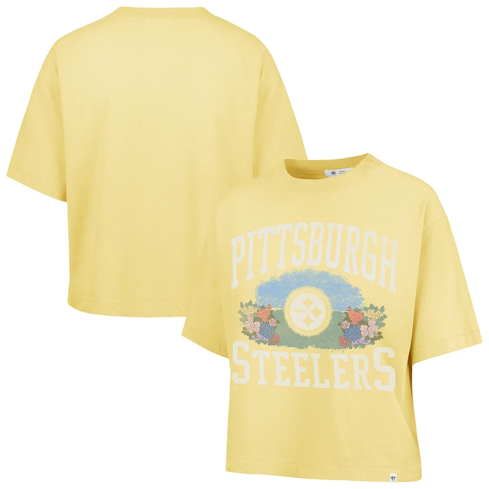 Women's '47  Yellow Pittsburgh Steelers Florentina Montauk Cropped T-Shirt