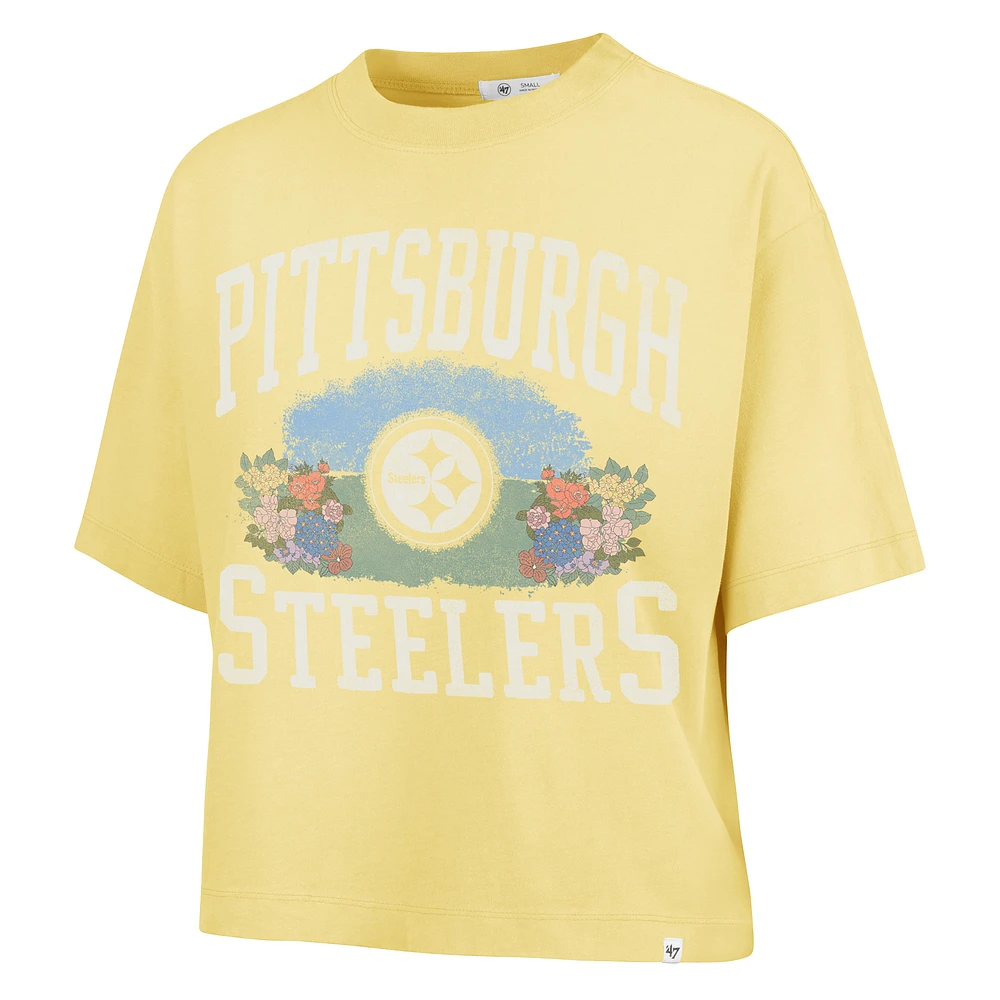 Women's '47  Yellow Pittsburgh Steelers Florentina Montauk Cropped T-Shirt
