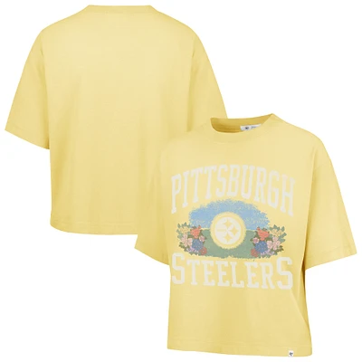 Women's '47  Yellow Pittsburgh Steelers Florentina Montauk Cropped T-Shirt