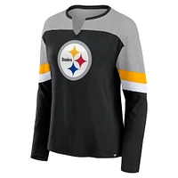 Haut tendance à manches longues chevrons noir Pittsburgh Steelers Fanatics pour femmes