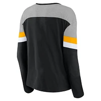 Haut tendance à manches longues chevrons noir Pittsburgh Steelers Fanatics pour femmes