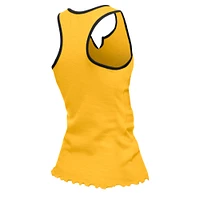 Débardeur tri-mélange à ourlet ondulé et col cranté pour femme New Era Gold Pittsburgh Steelers