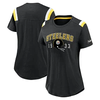 T-shirt Nike noir chiné pour femme Pittsburgh Steelers Historic Slub Fashion