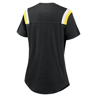 T-shirt Nike noir chiné pour femme Pittsburgh Steelers Historic Slub Fashion