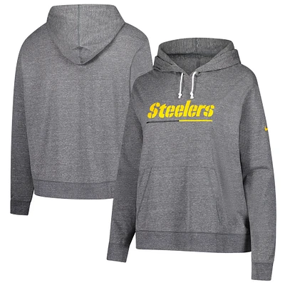 Sweat à capuche vintage Nike Heather Charcoal Pittsburgh Steelers pour femme