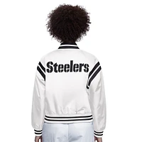 Women's Starter  Cream Pittsburgh Steelers Full Count Full-Snap Satin Jacket