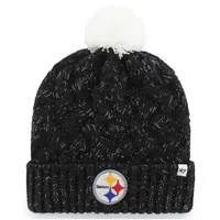 New Era Women's Black Pittsburgh Steelers Luxe Cuffed Knit Hat with Pom