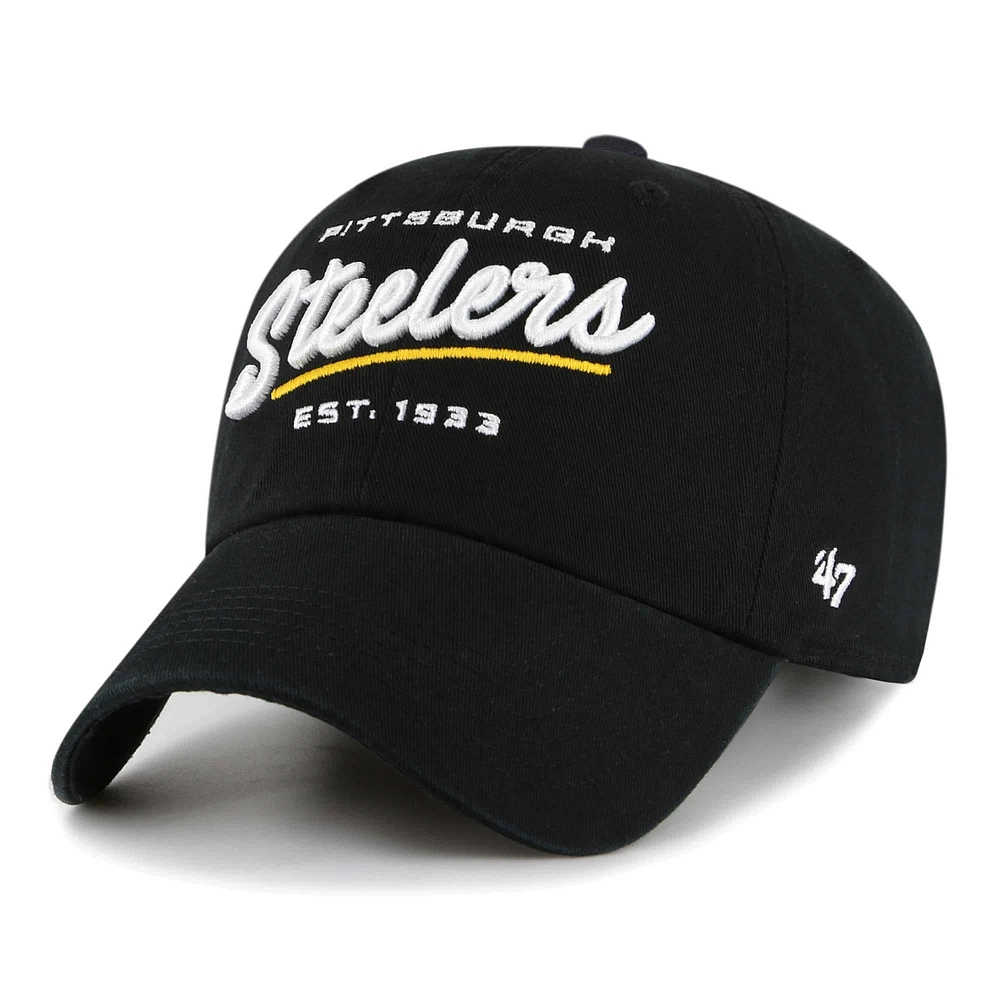 Women's '47 Black Pittsburgh Steelers Sidney Clean Up Adjustable Hat