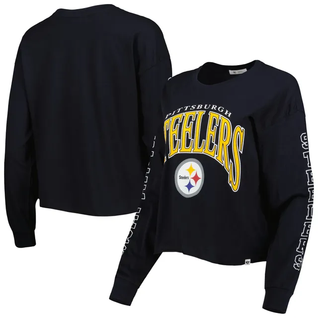 Women's New Era Black Pittsburgh Steelers Crop Long Sleeve T-Shirt