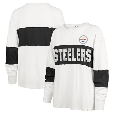 T-shirt à manches longues '47 crème Pittsburgh Steelers Clubhouse Pride Taylor pour femmes