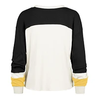 Women's '47 Cream Pittsburgh Steelers Double Header Curve Toni Long Sleeve T-Shirt