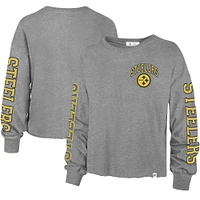 '47 Pittsburgh Steelers Ultra Max Parkway - Gris pour femme T-shirt court à manches longues