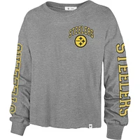 '47 Pittsburgh Steelers Ultra Max Parkway - Gris pour femme T-shirt court à manches longues