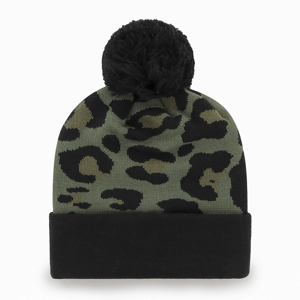 Bonnet en tricot à revers Bagheera Pittsburgh Steelers '47 vert/noir pour femme avec pompon