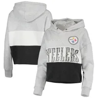 47 Brand / Women's Pittsburgh Steelers White Lizzy Cut Off Hoodie