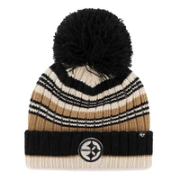 Bonnet en tricot à revers Barista '47 Natural Pittsburgh Steelers pour femmes avec pompon