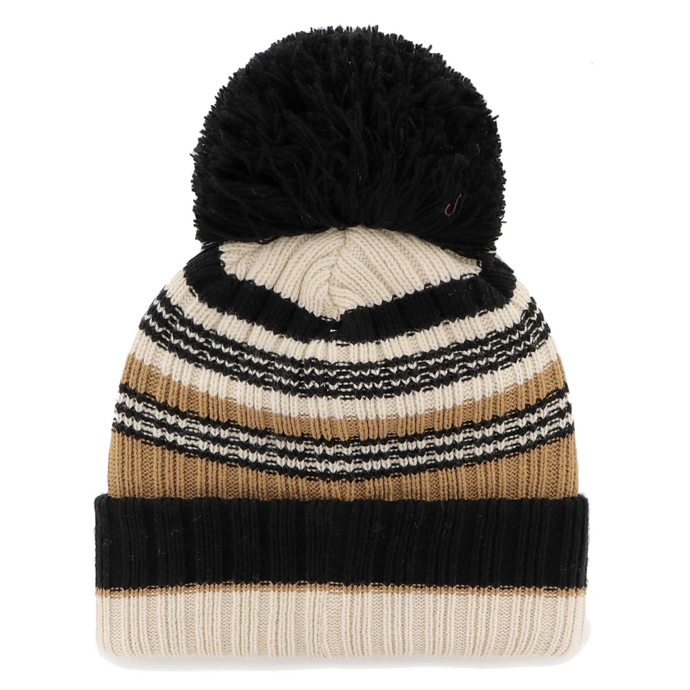 Bonnet en tricot à revers Barista '47 Natural Pittsburgh Steelers pour femmes avec pompon