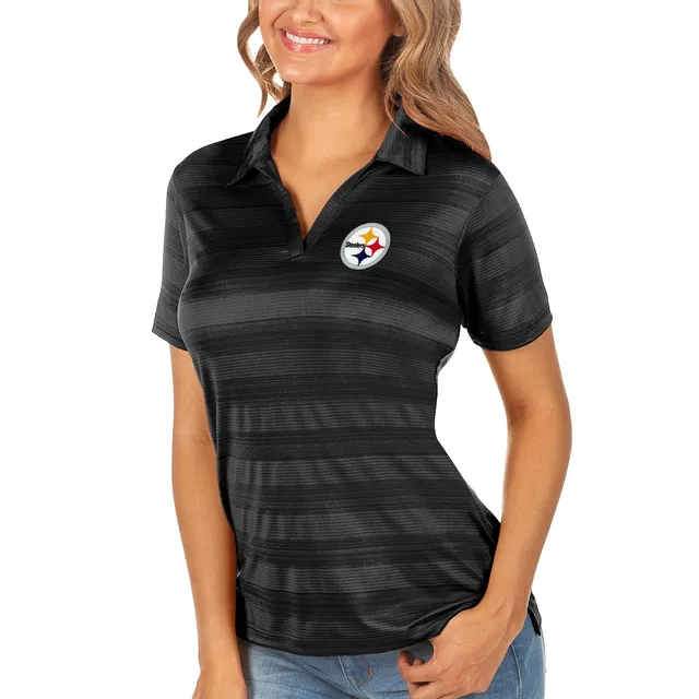 Men's Antigua Black Pittsburgh Steelers Compass Polo Size: Large