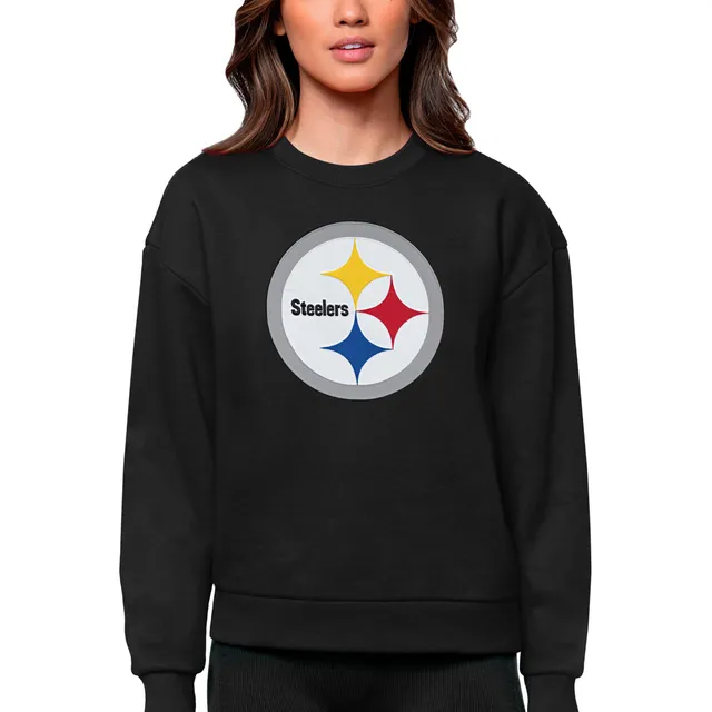 Men's Antigua Black Pittsburgh Steelers Victory Pullover Hoodie