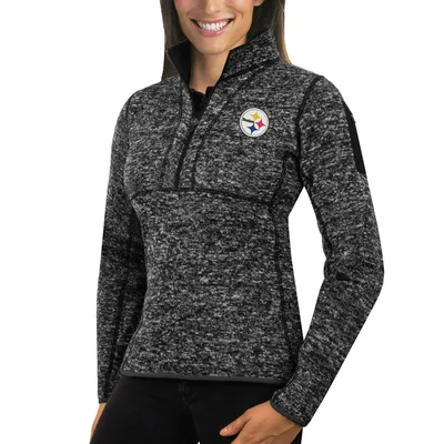 Lids Pittsburgh Steelers Antigua Women's Metallic Logo Tribute Half-Zip Top