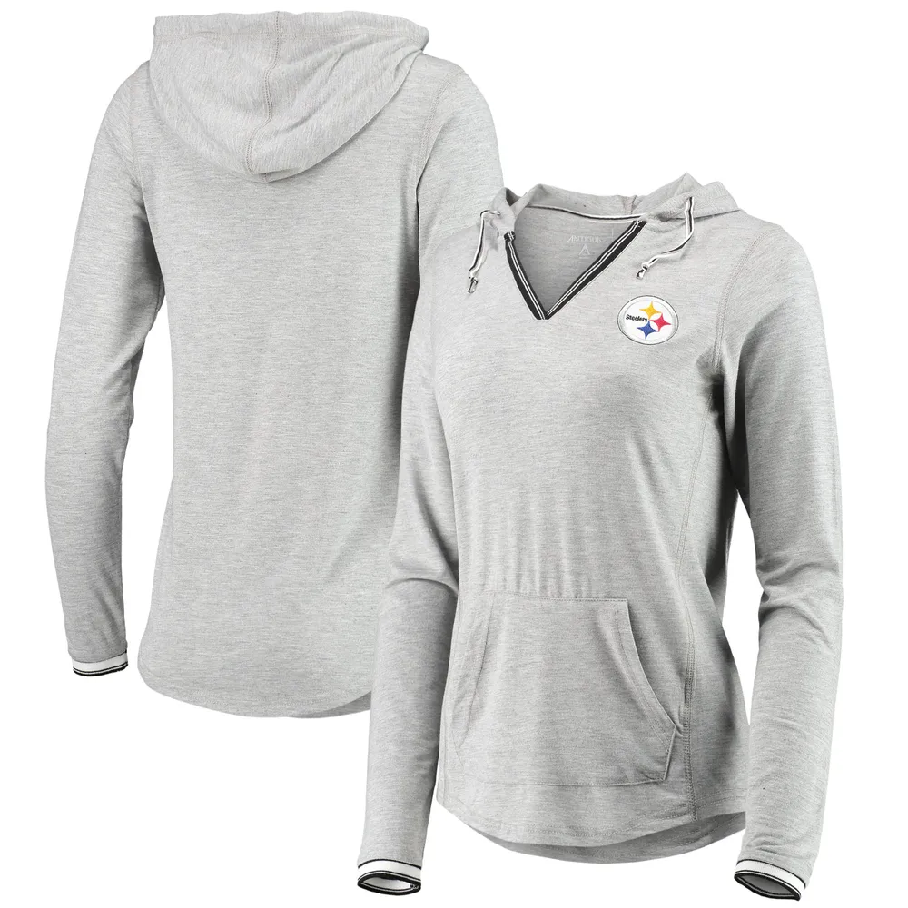 Pittsburgh Steelers Fanatics Branded Women's Plus Size Lace-Up Pullover  Hoodie - Heathered Gray