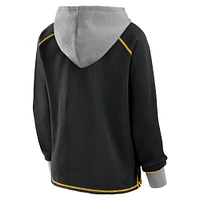 Women's Black Pittsburgh Steelers Boom Fleece Pullover V-Neck Hoodie