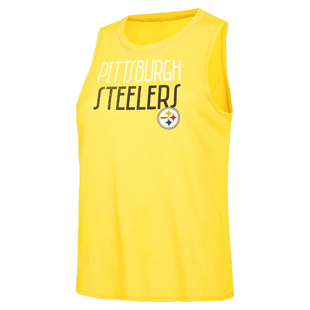 Women's Concepts Sport Black/Gold Pittsburgh Steelers Muscle Tank Top & Pants Lounge Set