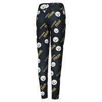 Women's Concepts Sport Black Pittsburgh Steelers Breakthrough Allover Print Knit Sleep Leggings