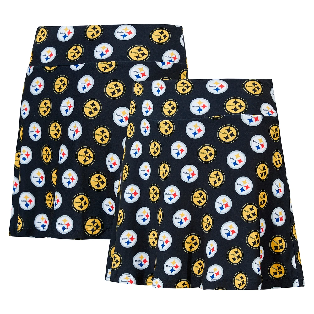 Jupe-short de nuit en tricot à imprimé intégral Record des Pittsburgh Steelers pour femme Concepts Sport Black