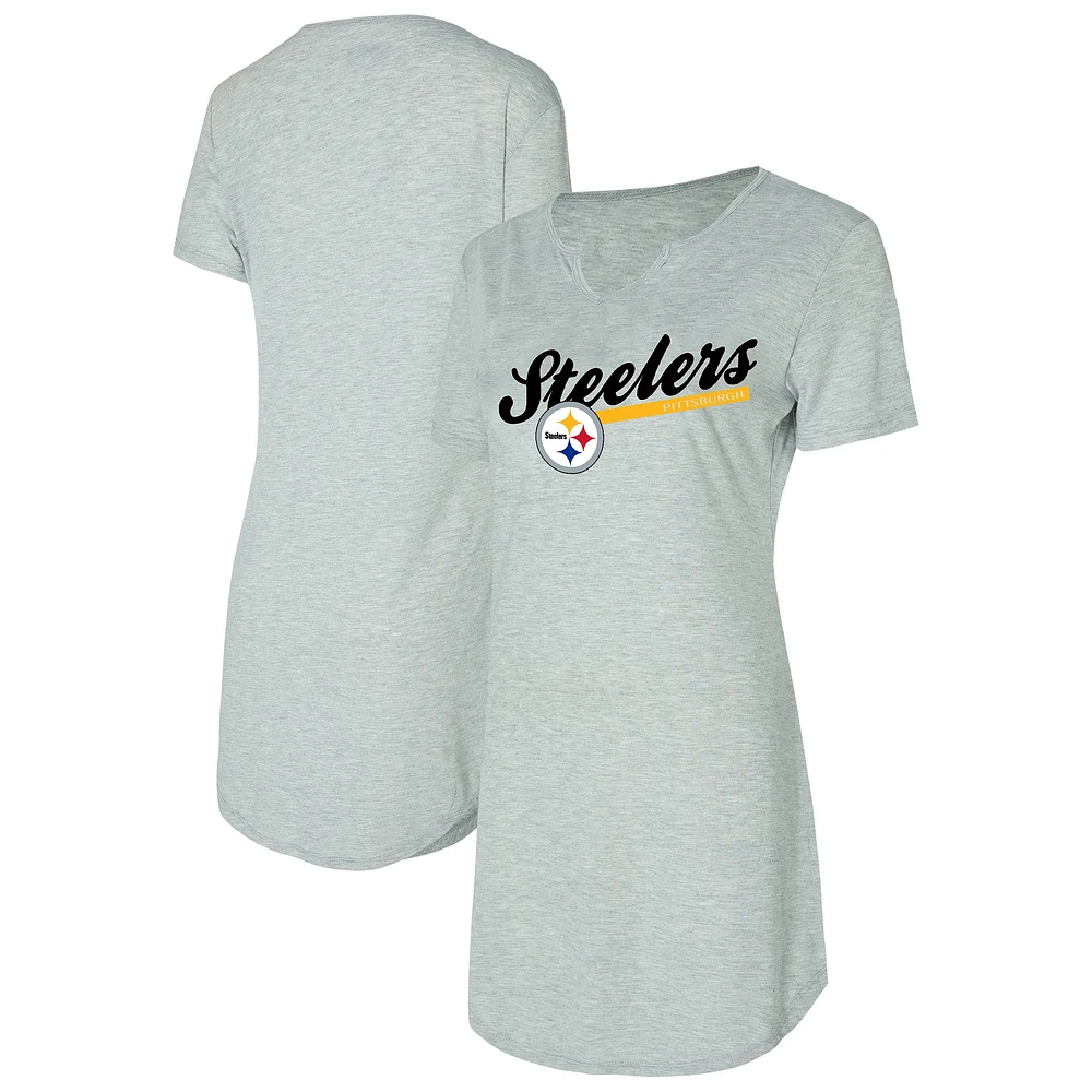 Chemise de nuit en tricot gris pour femme Concepts Sport Pittsburgh Steelers Petition