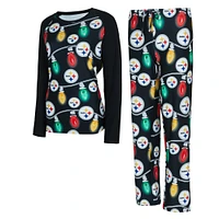 Ensemble t-shirt à manches longues et pantalon en tricot Garland Raglan de Pittsburgh Steelers pour femme Concepts Sport