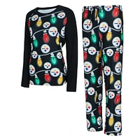 Ensemble t-shirt à manches longues et pantalon en tricot Garland Raglan de Pittsburgh Steelers pour femme Concepts Sport