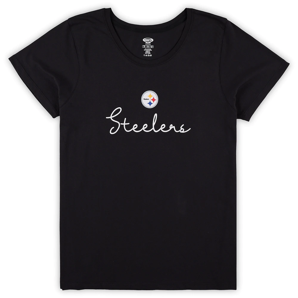Women's Concepts Sport Pittsburgh Steelers Plus Script T-Shirt & Pants Sleep Set