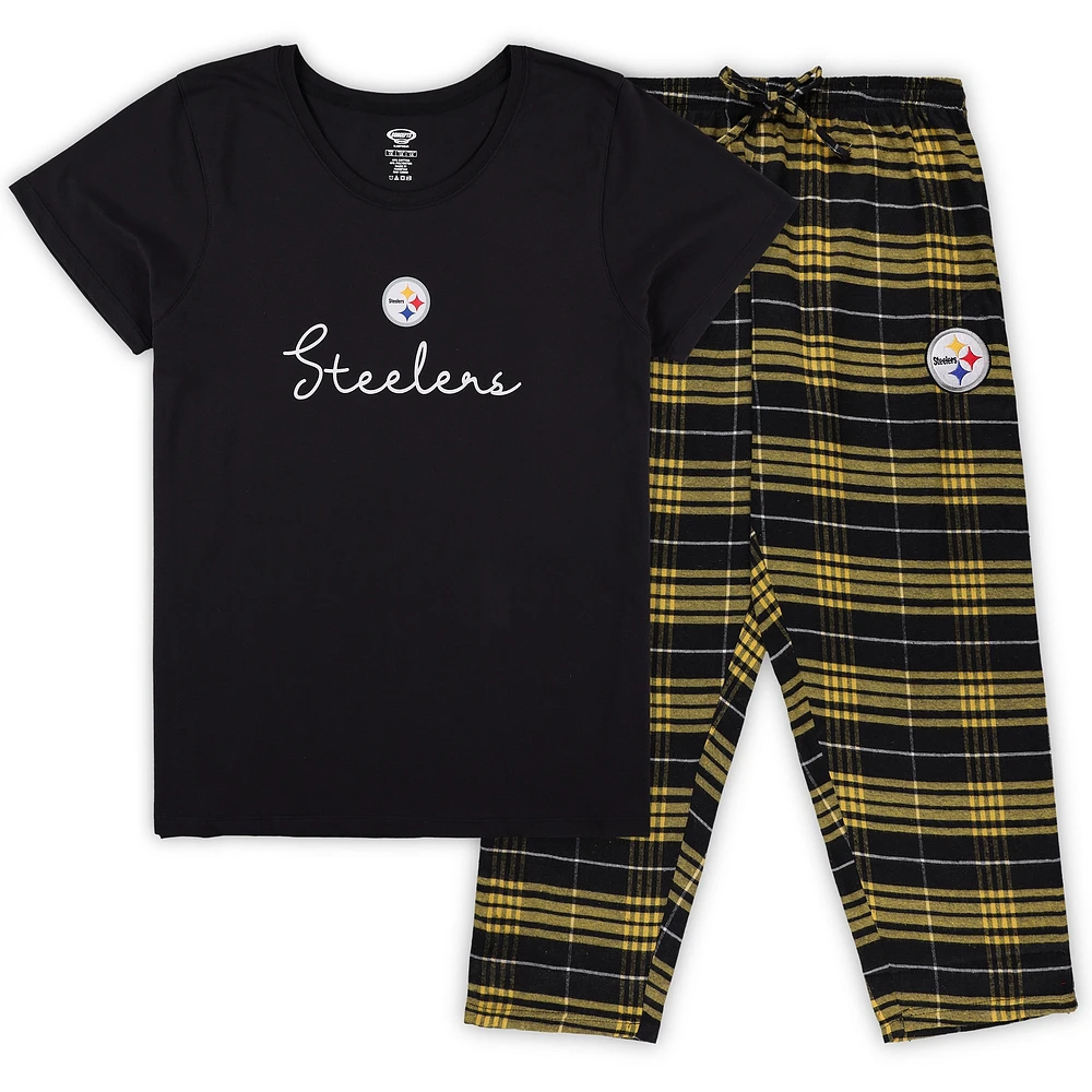 Women's Concepts Sport Pittsburgh Steelers Plus Script T-Shirt & Pants Sleep Set