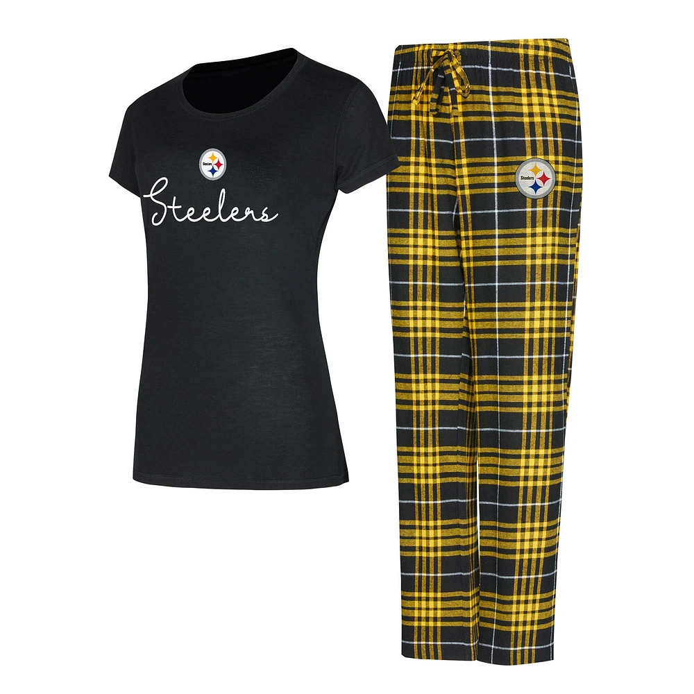 Women's Concepts Sport Pittsburgh Steelers Vector T-Shirt & Flannel Pants Sleep Set