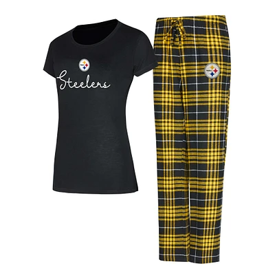 Ensemble de nuit pour femme avec t-shirt et pantalon en flanelle Concepts Sport Pittsburgh Steelers Vector