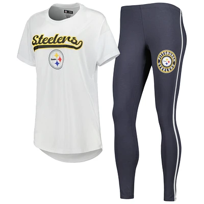 Ensemble de pyjama et leggings Sonata des Pittsburgh Steelers Concepts Sport pour femme, blanc/anthracite