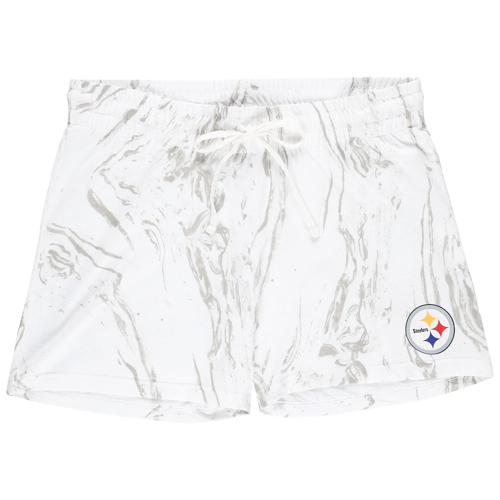 Concepts Sport Blanc Pittsburgh Steelers Ensemble débardeur et short à quartz grande taille pour femmes