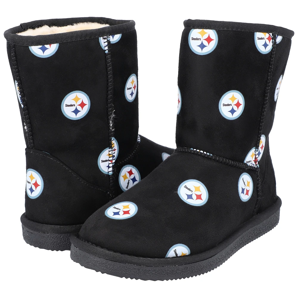 Bottes Cuce noires Pittsburgh Steelers avec logo intégral pour femmes