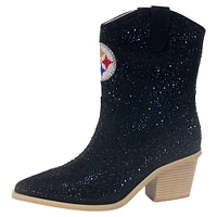 Women's Cuce  Black Pittsburgh Steelers Crystal Ankle Boots