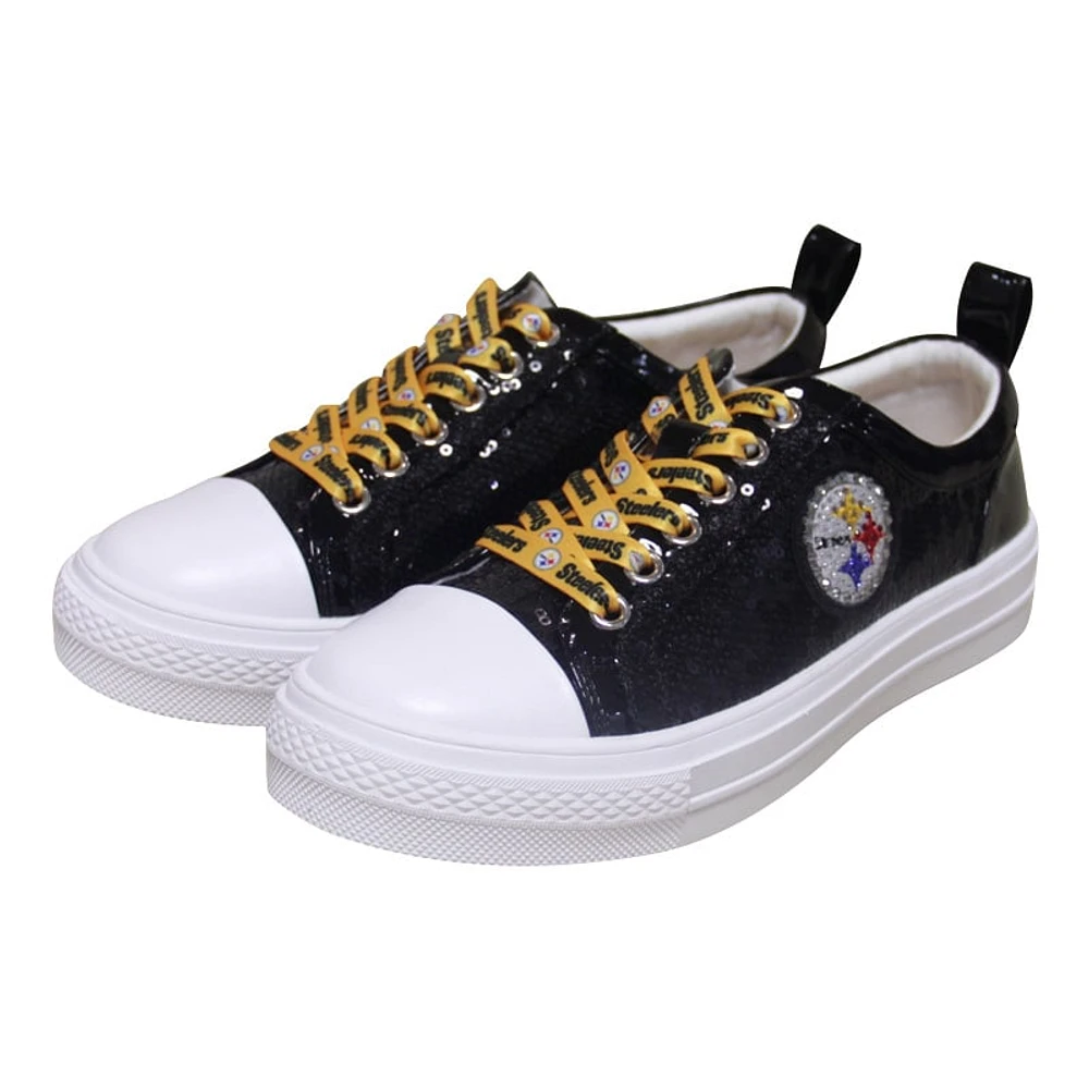 Baskets à paillettes noires Cuce de l'équipe des Steelers Pittsburgh pour femmes