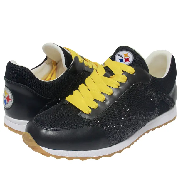 Pittsburgh Steelers Cuce Women's Glitter Sneakers - White