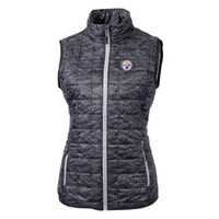 Women's Cutter & Buck Black Buffalo Bills Helmet Logo Rainier PrimaLoft Eco Insulated Full-Zip Puffer Vest